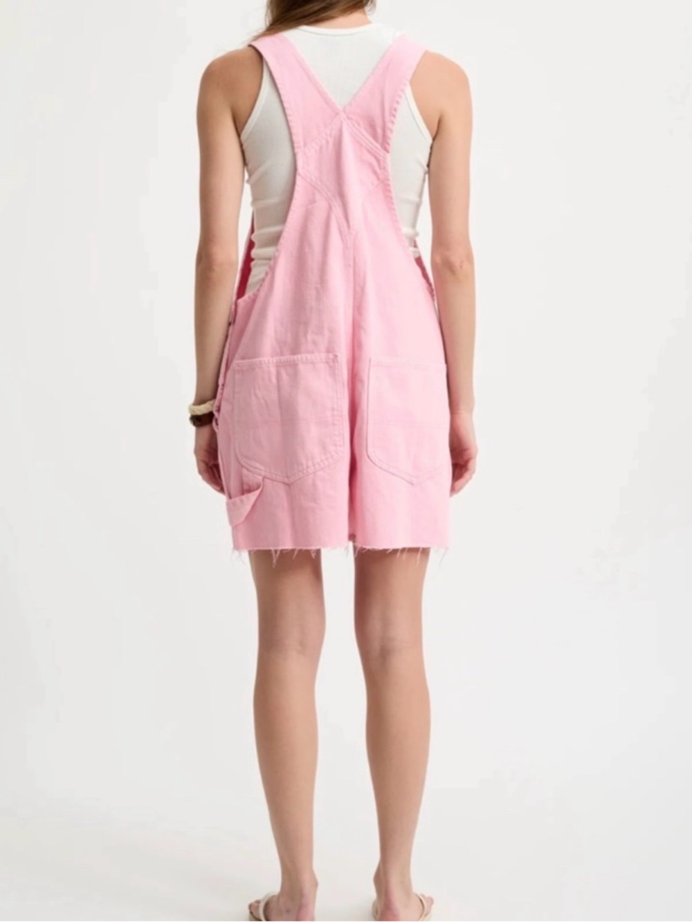 Denimist Relaxed Short Denim Overalls Size Small Orchid Pink - Picture 3 of 6